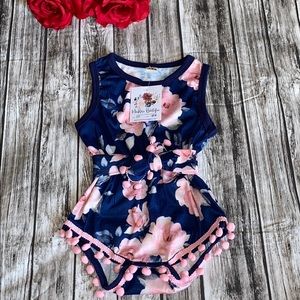 Floral navy romper